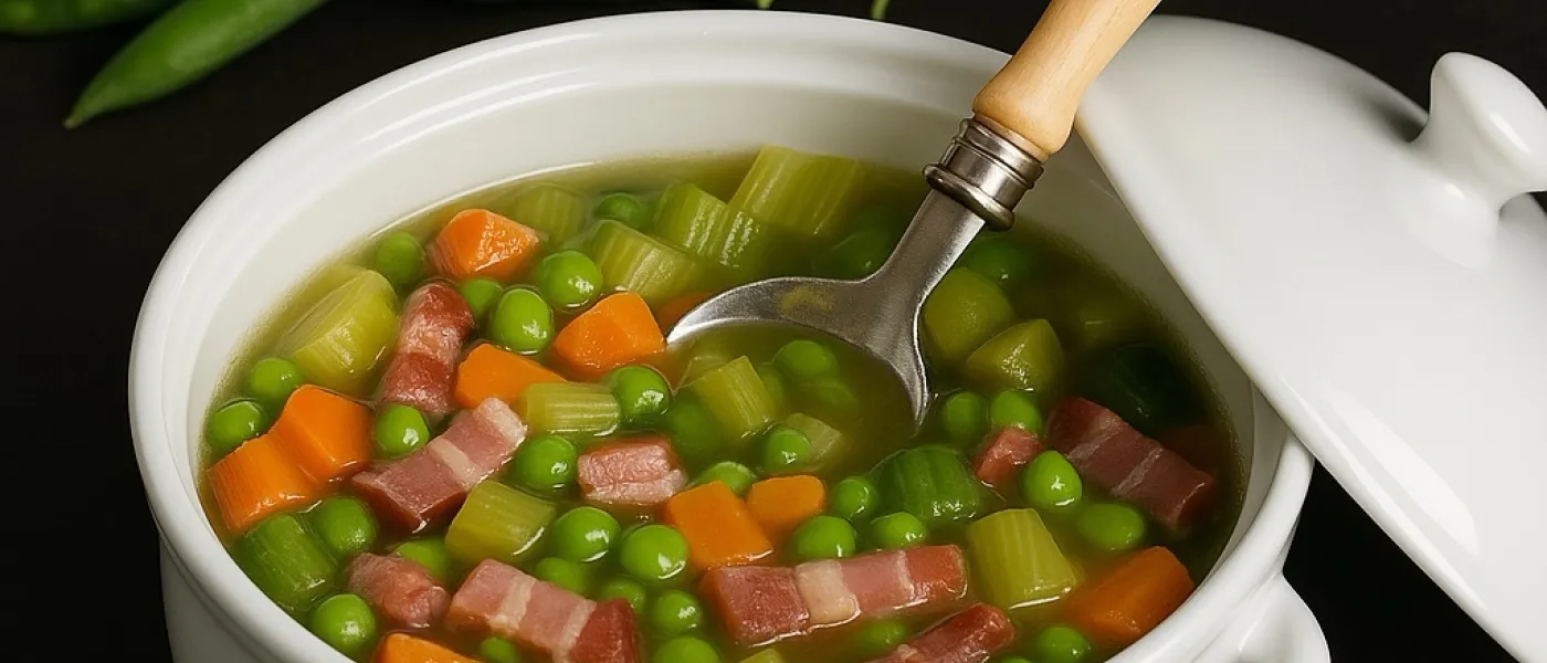Zuppa di piselli con pancetta